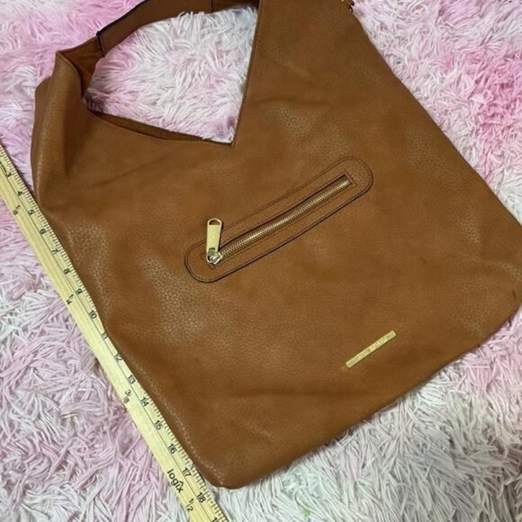 Steve Madden Hobo Bag Brown Faux Leather Shoulder Bag Zip Pocket - Picture 7 of 8